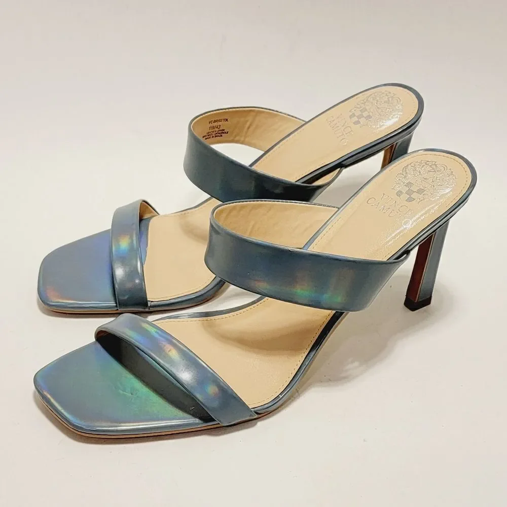 Vince Camuto Brisstol Strappy Square Toe Blue Iridescent Sandal Size 11 NEW